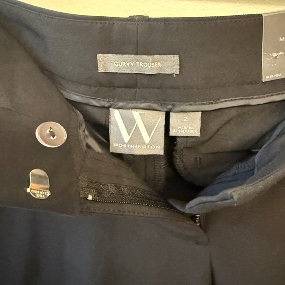 Worthington Mid-Rise Curvy Trousers (Black) - Picture 3 of 5